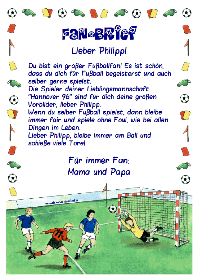 Ein persönlicher Brief für den Fußballfan - Personalisiert mit dem Namen des Kindes