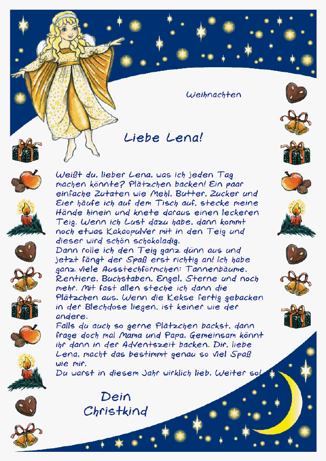 Ein persönlicher Brief vom Christkind zu Weihnachten - Personalisiert mit dem Namen des Kindes