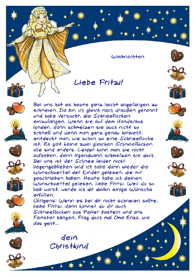 Ein persönlicher Brief vom Christkind zu Weihnachten - Personalisiert mit dem Namen des Kindes