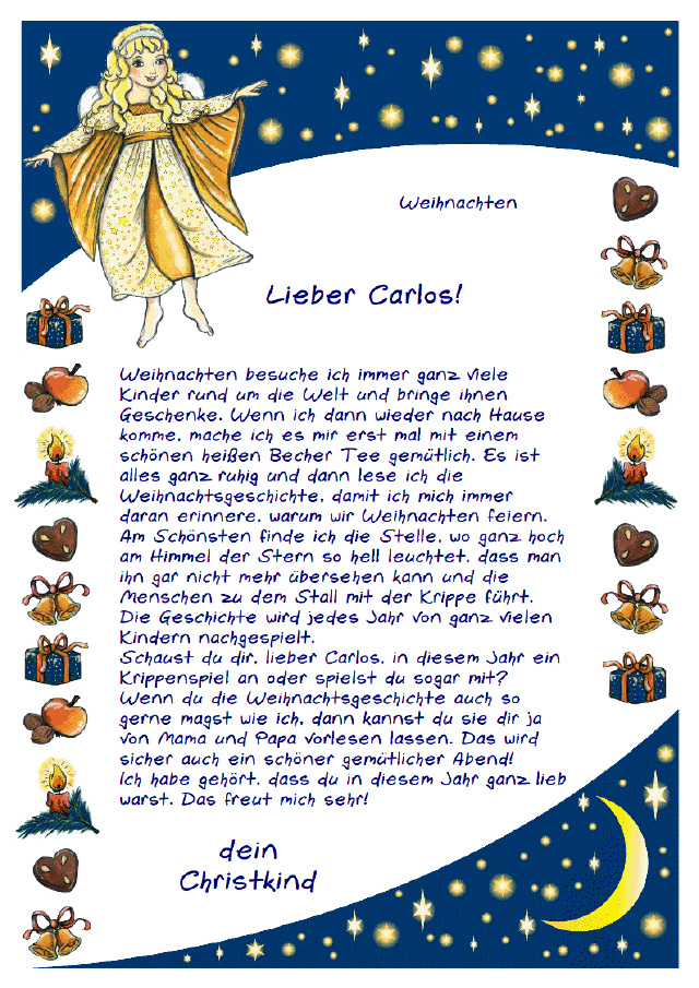 Ein persönlicher Brief vom Christkind zu Weihnachten - Personalisiert mit dem Namen des Kindes