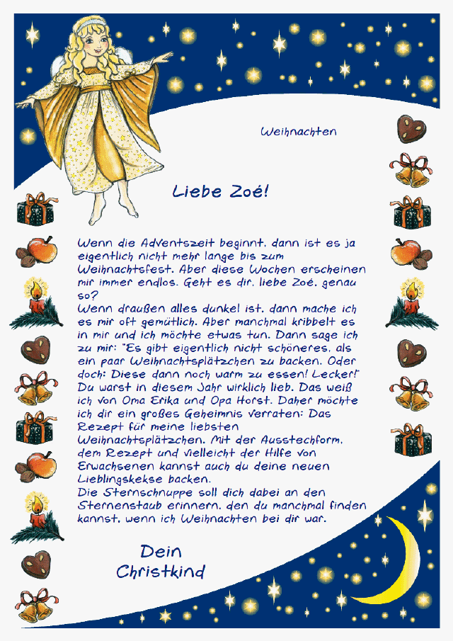 Ein persönlicher Brief vom Christkind zu Weihnachten - Personalisiert mit dem Namen des Kindes