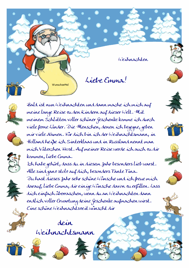 Personalisieter Brief Vom Weihnachtsmann Fur Ihr Kind